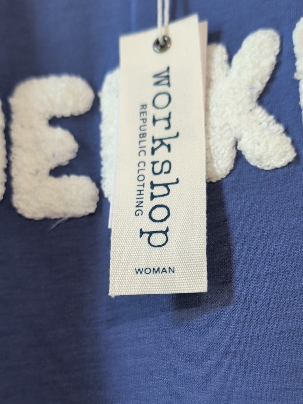 NWT Womens Size3X Workshop Republic Clothing Blue "Weekend" Crew Neck Sweatshirt - Picture 4 of 9